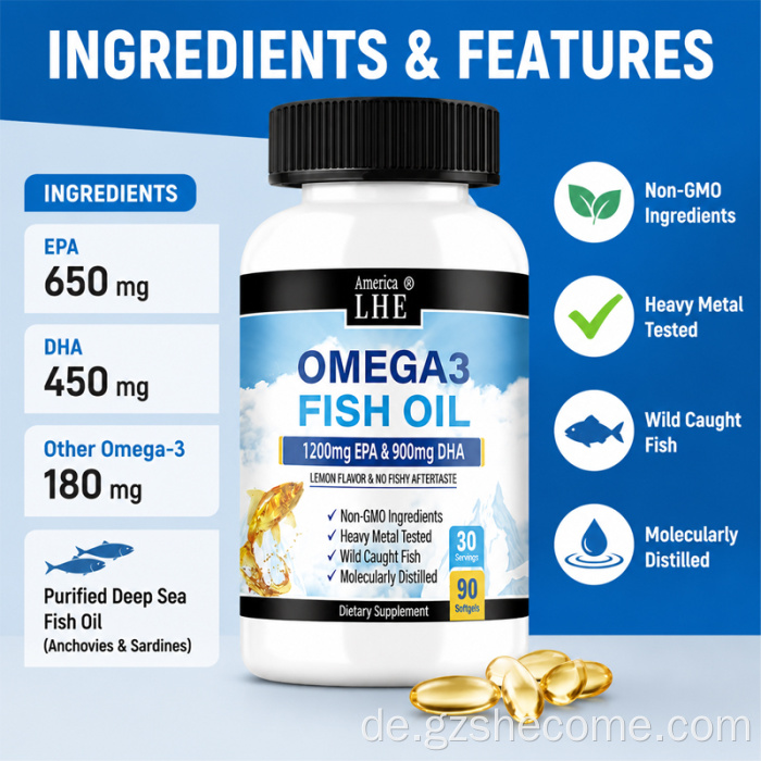 Shecome Omega 3 Softgels Fischöl für die Herzgesundheit